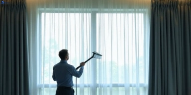 Commercial curtain steam cleaning service welsby hotels offices